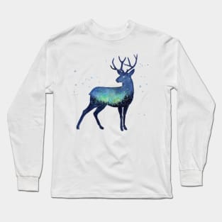 Reindeer with Galaxy Long Sleeve T-Shirt